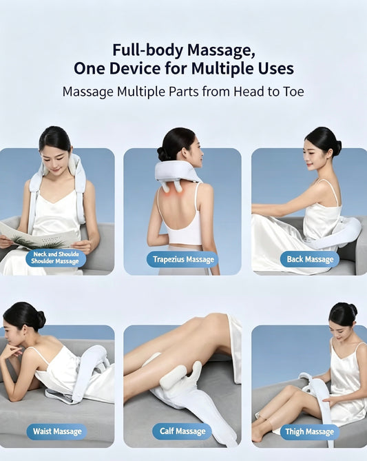 Neck and shoulder massager, trapezius muscle massager, back and waist massager, neck and lumbar massager, reverse neck massager.